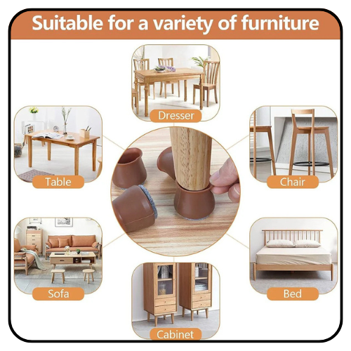 Chair Leg Caps for Furniture - Easy Movement & No More Floor Scratches.